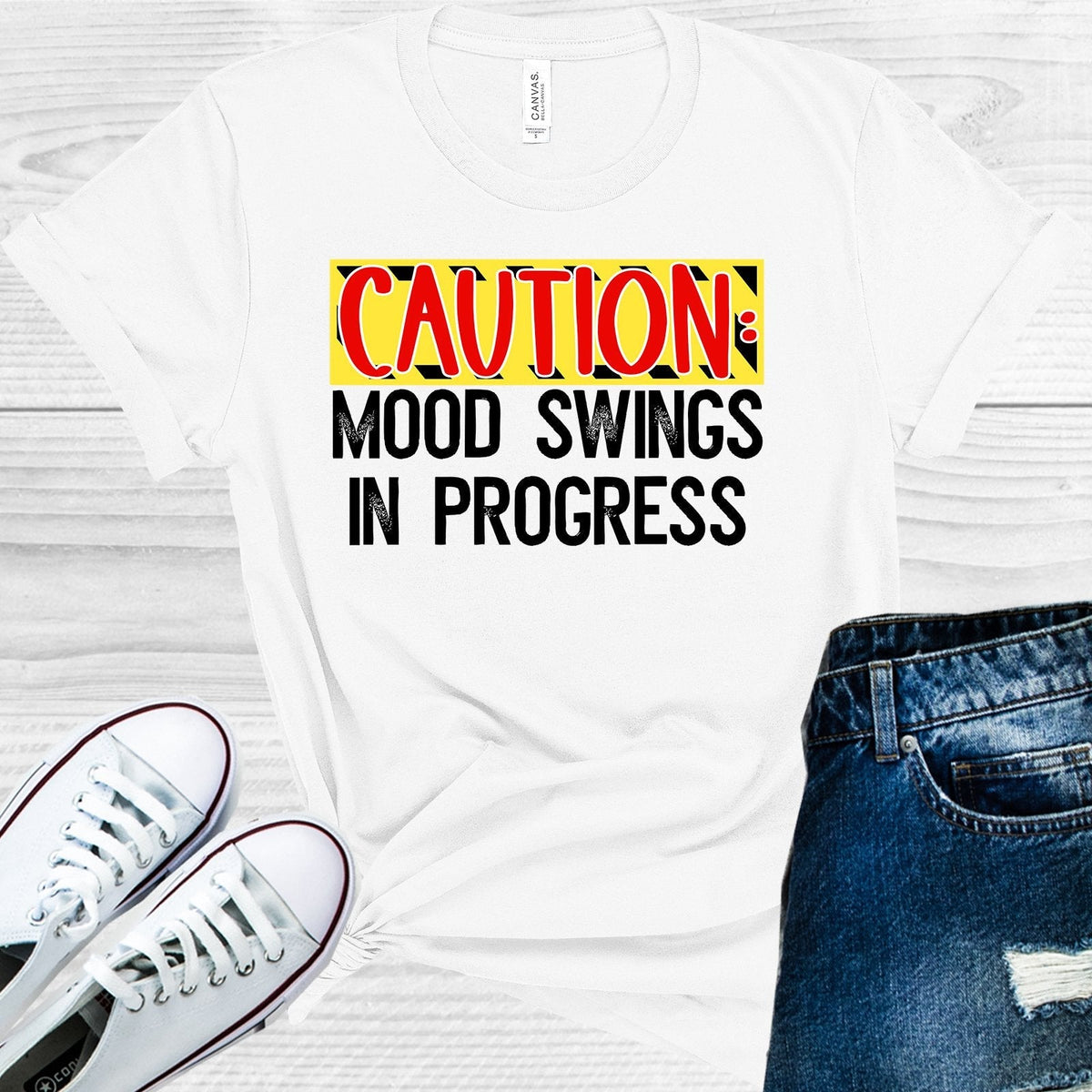 Caution Mood Swings in Progress Graphic Tee product image 1