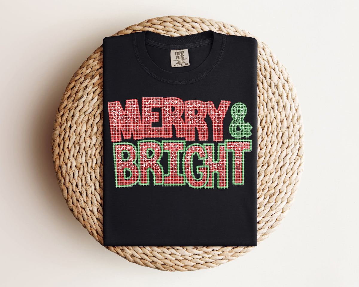 Merry & Bright Faux Glitter Graphic Tee product image 1