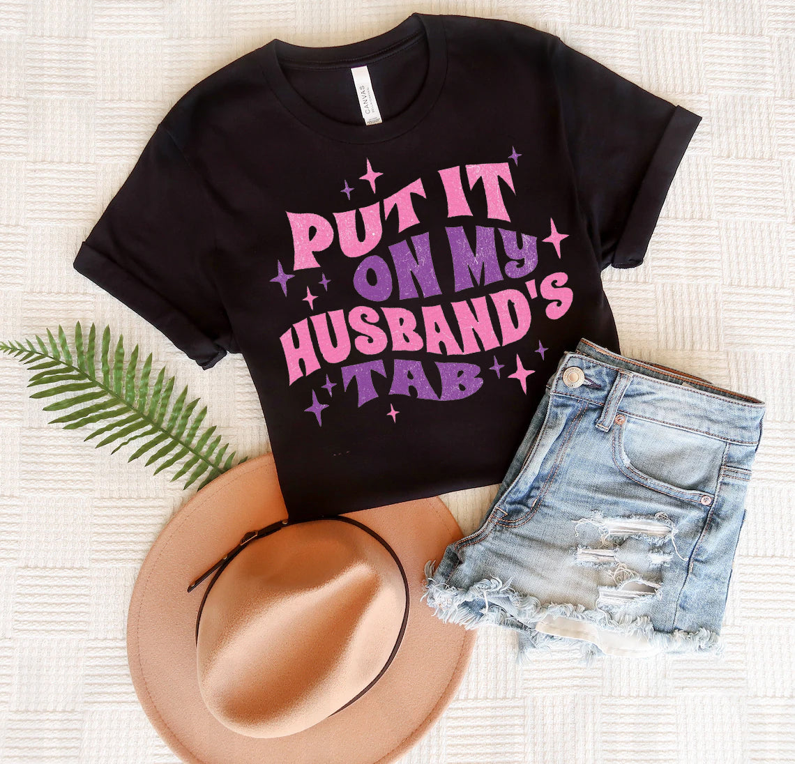 Put it On My Husband's Tab Graphic Tee product image 1